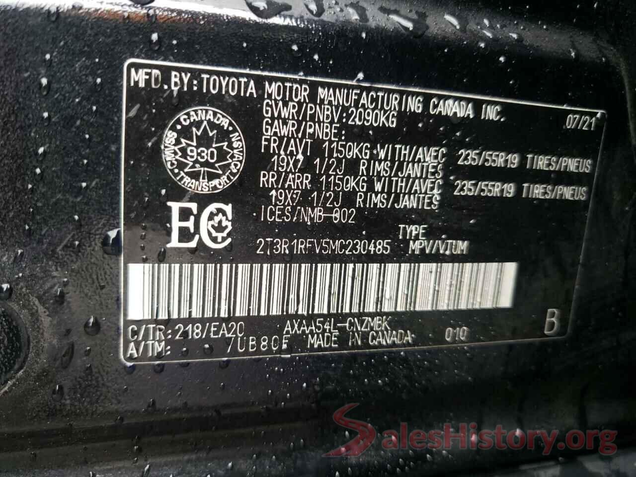 2T3R1RFV5MC230485 2021 TOYOTA RAV4