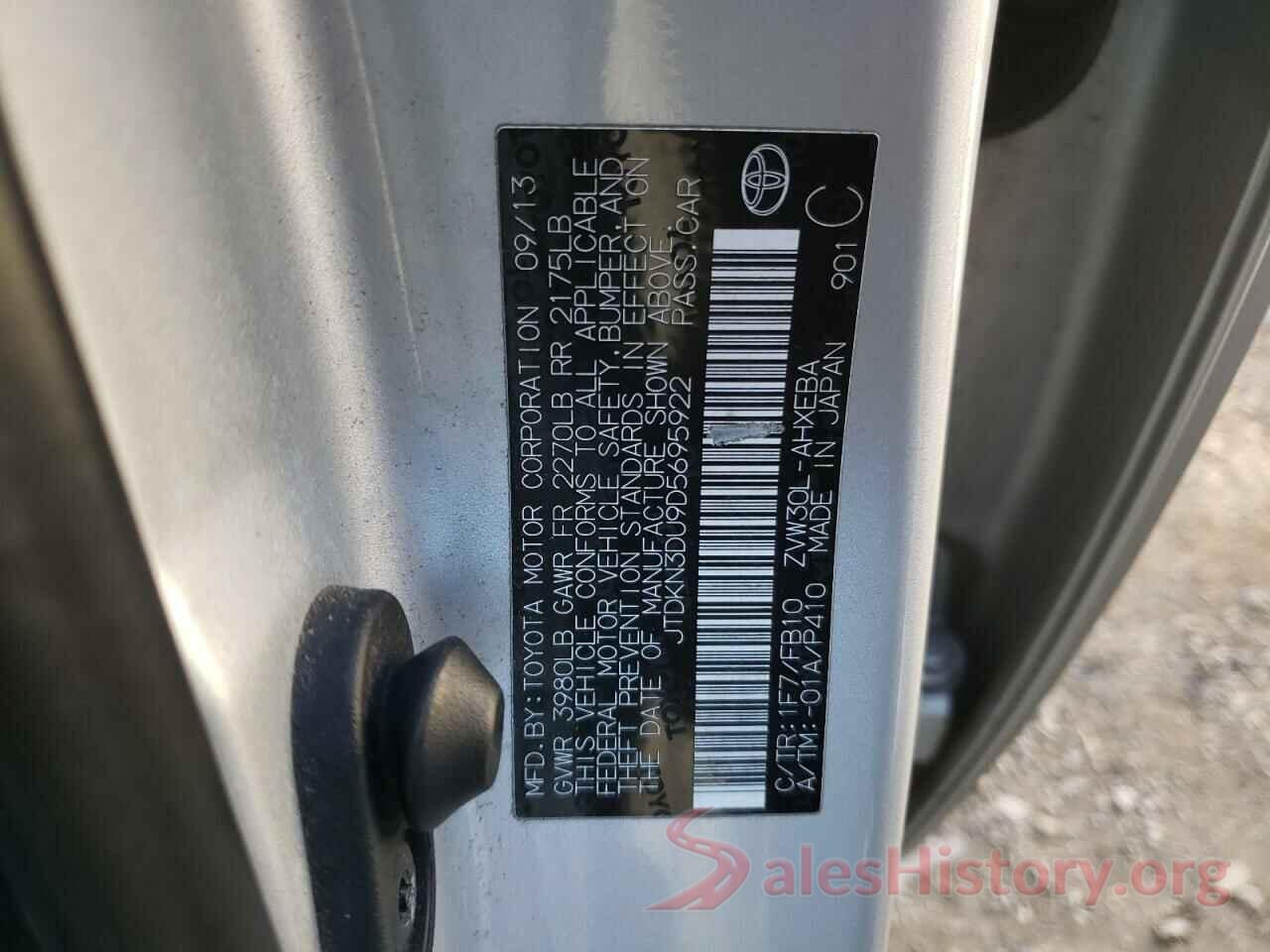 JTDKN3DU9D5695922 2013 TOYOTA PRIUS