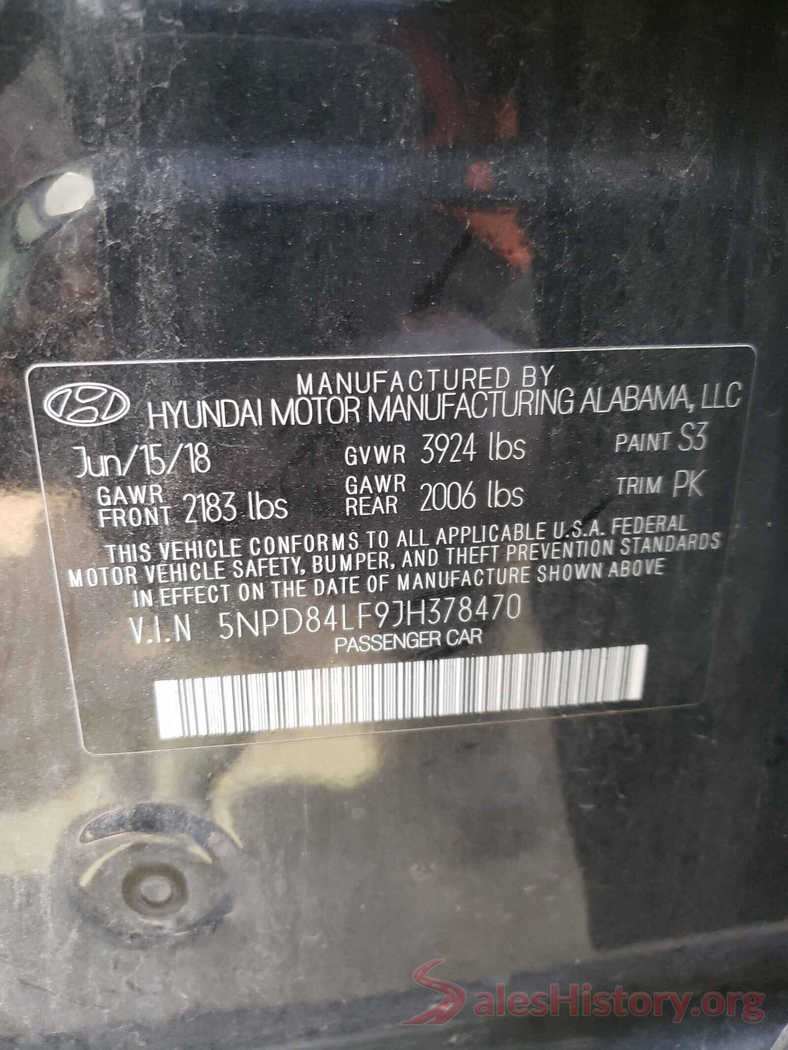 5NPD84LF9JH378470 2018 HYUNDAI ELANTRA