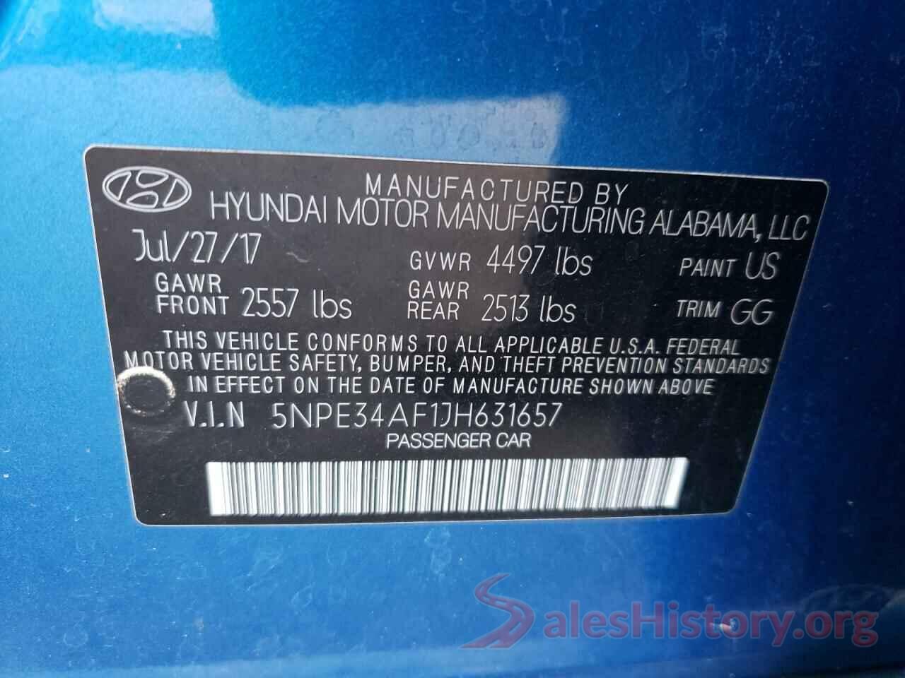 5NPE34AF1JH631657 2018 HYUNDAI SONATA