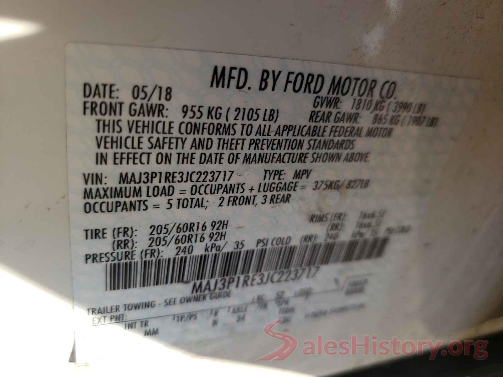 MAJ3P1RE3JC223717 2018 FORD ALL OTHER