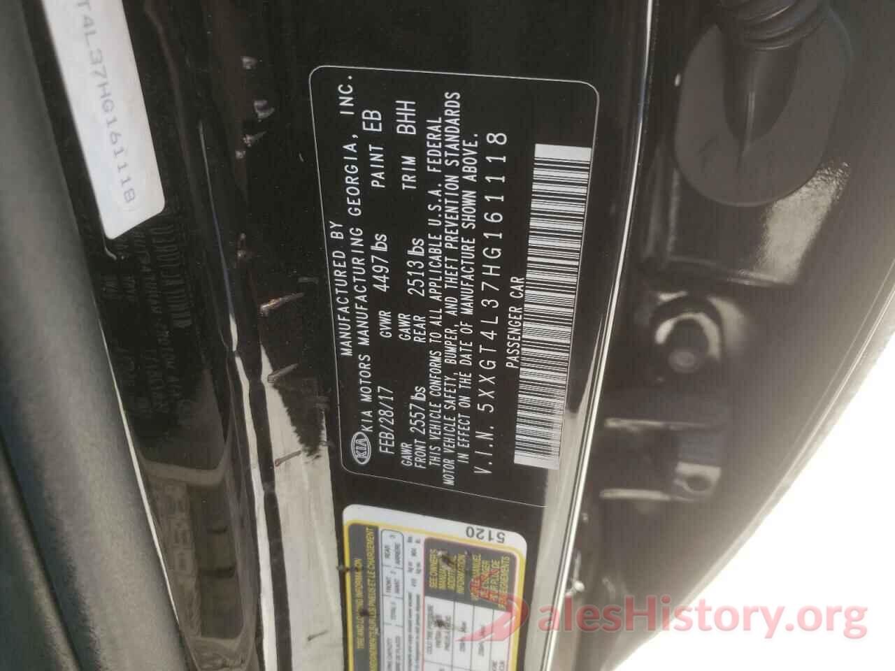 5XXGT4L37HG161118 2017 KIA OPTIMA