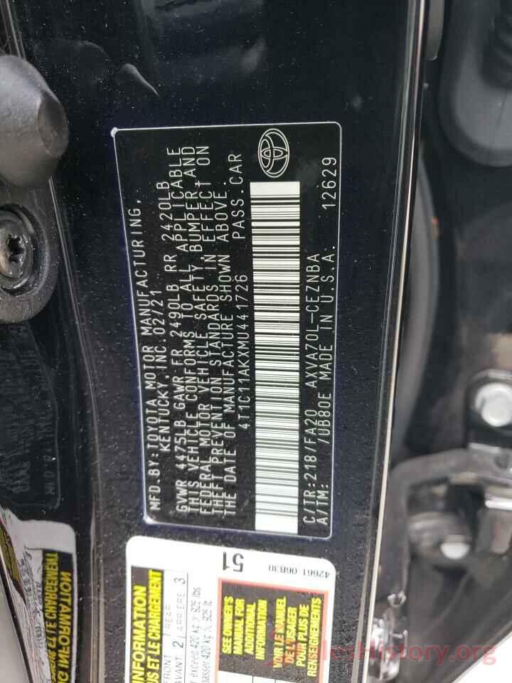 4T1C11AKXMU441726 2021 TOYOTA CAMRY