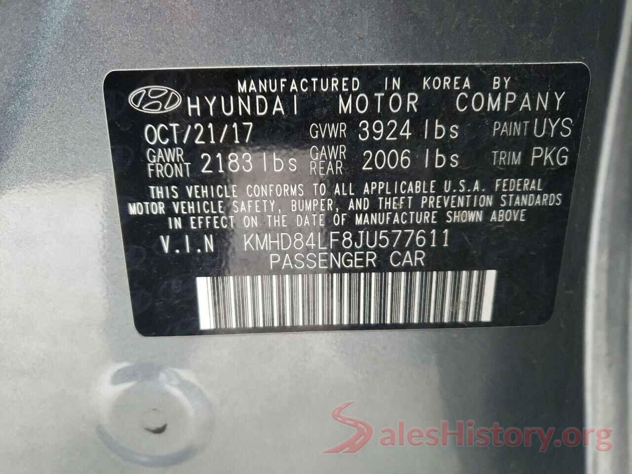 KMHD84LF8JU577611 2018 HYUNDAI ELANTRA