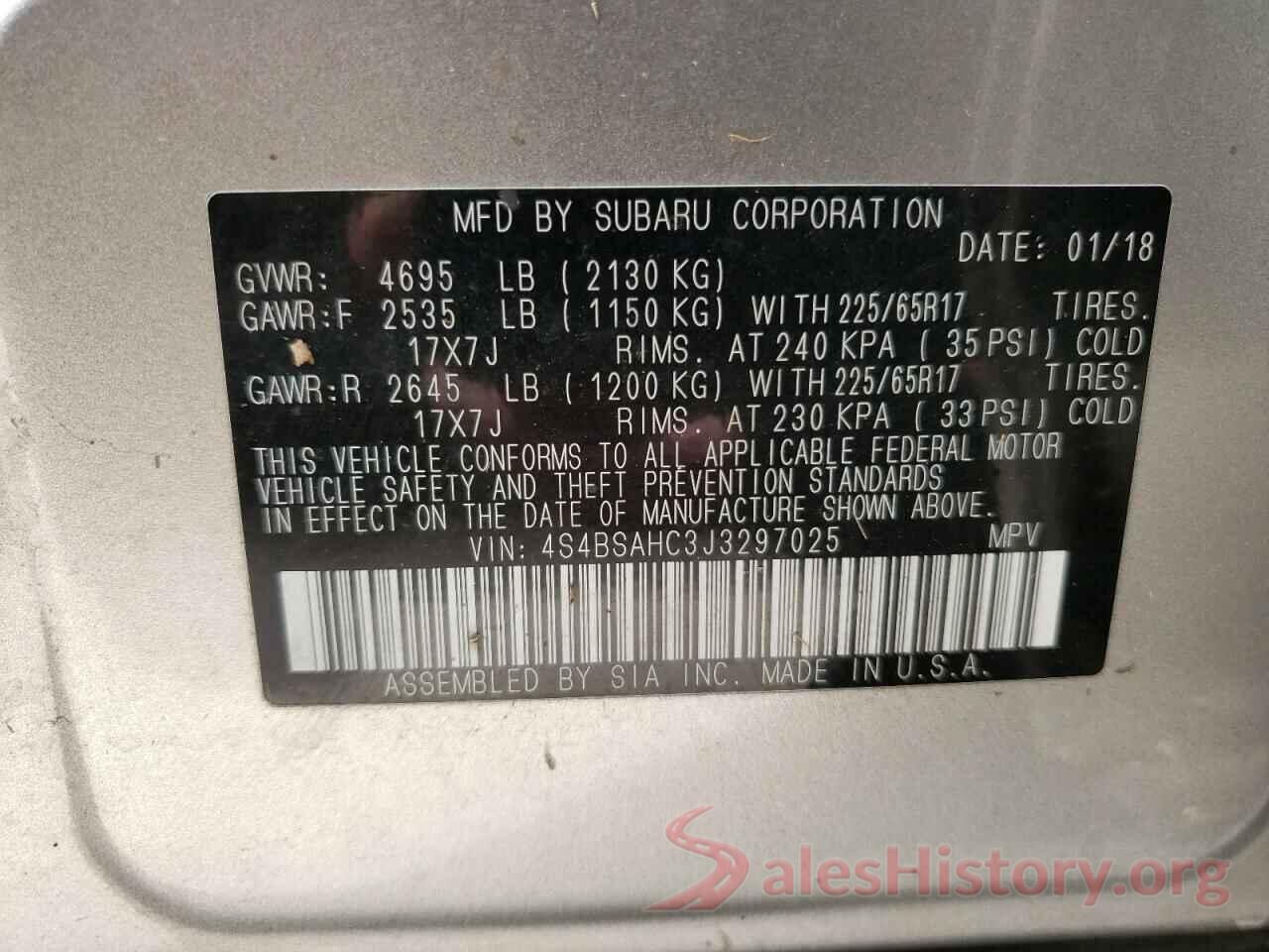 4S4BSAHC3J3297025 2018 SUBARU OUTBACK