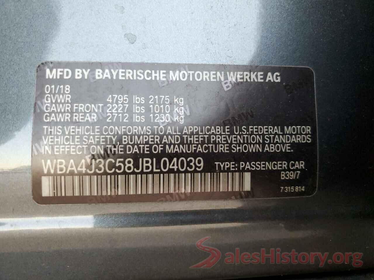 WBA4J3C58JBL04039 2018 BMW 4 SERIES