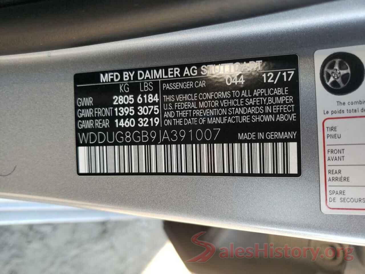 WDDUG8GB9JA391007 2018 MERCEDES-BENZ S-CLASS