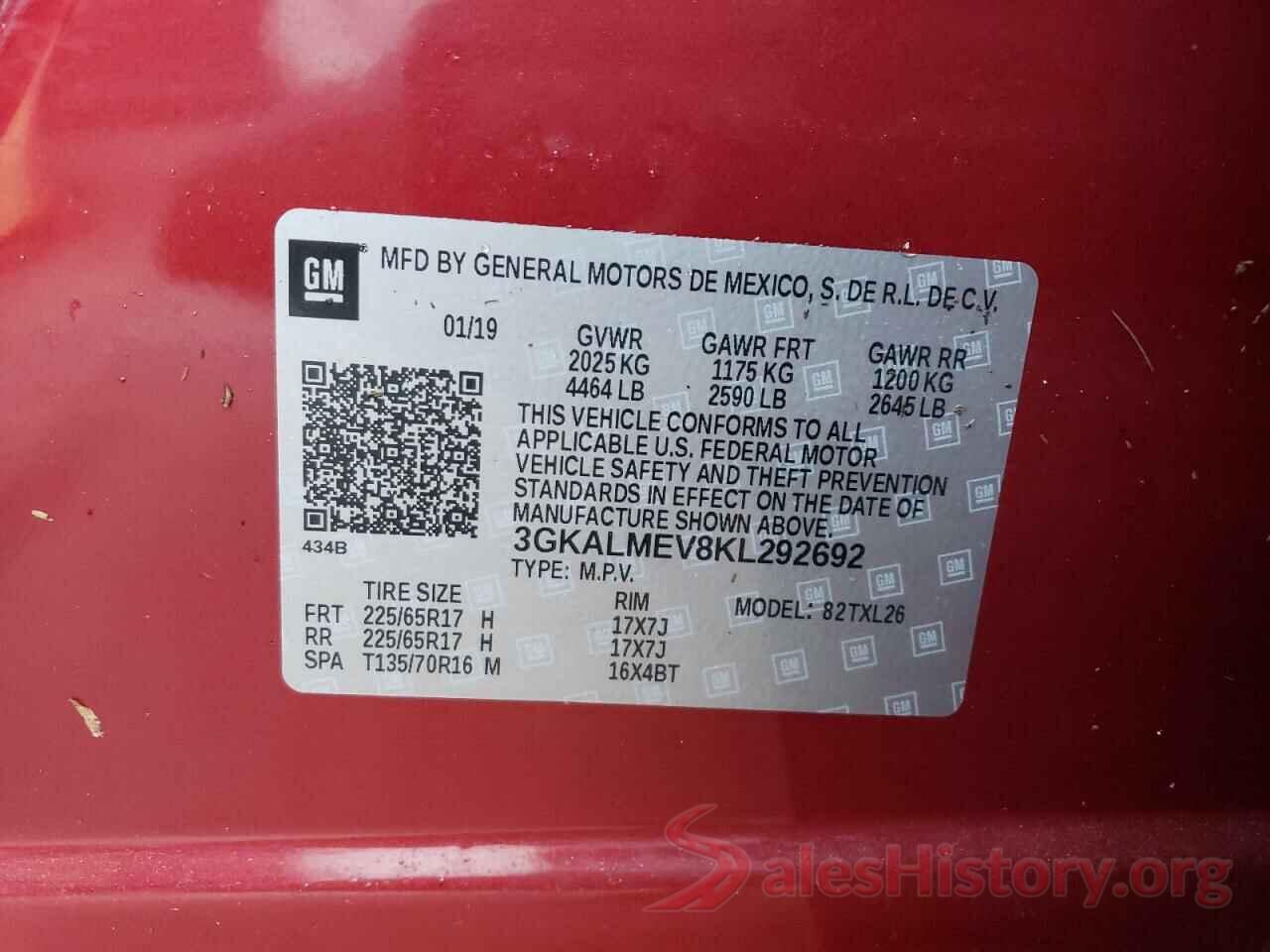 3GKALMEV8KL292692 2019 GMC TERRAIN