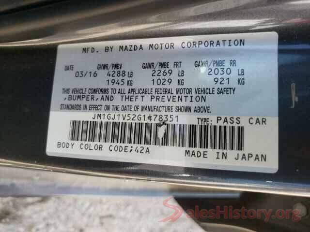 JM1GJ1V52G1478351 2016 MAZDA 6