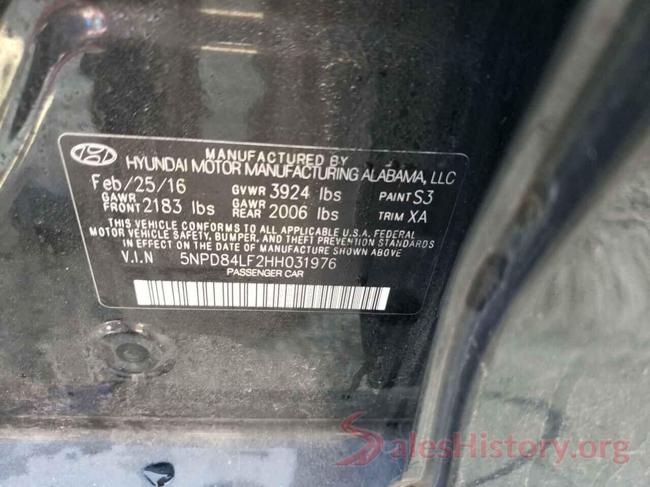 5NPD84LF2HH031976 2017 HYUNDAI ELANTRA