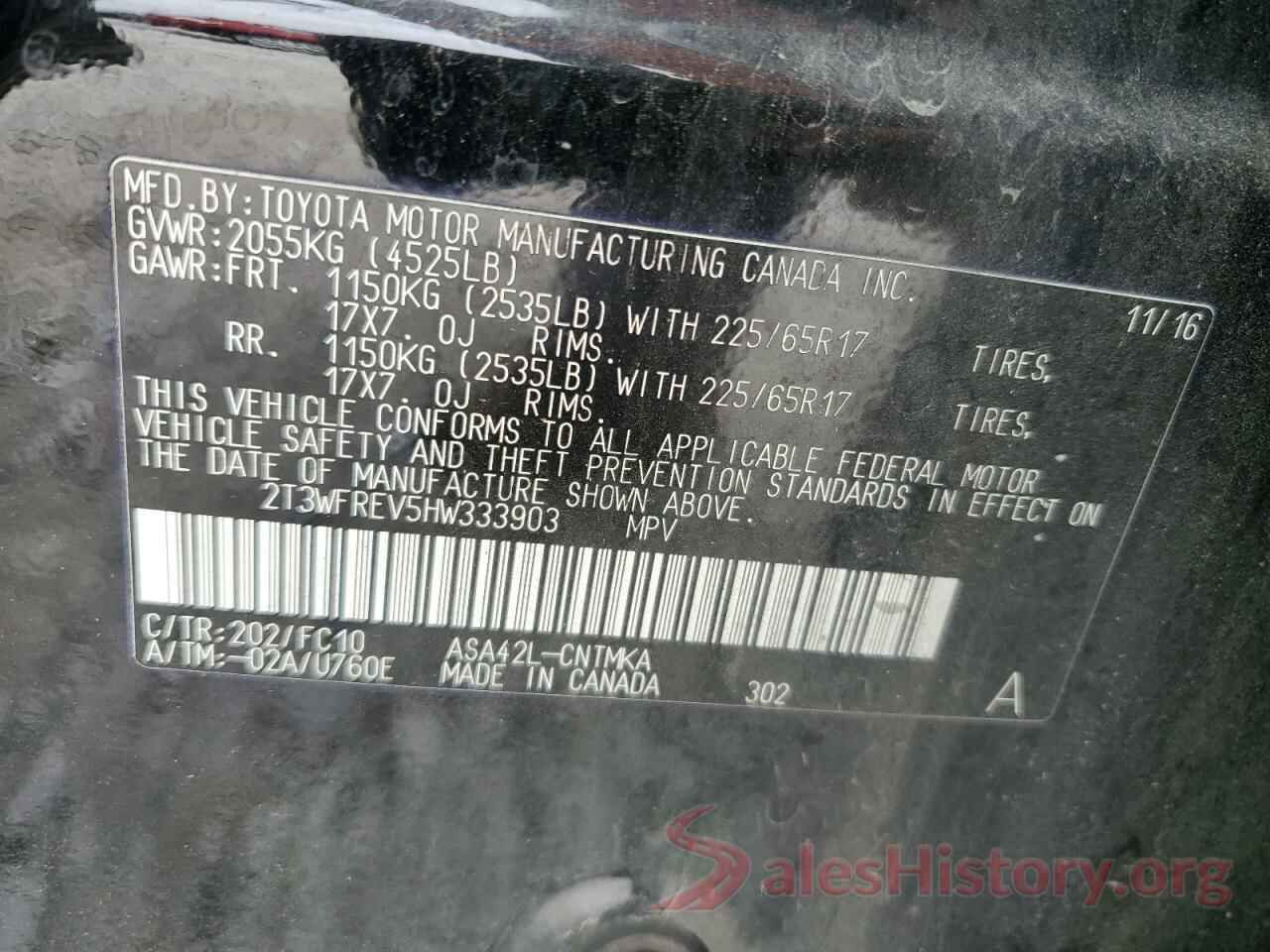 2T3WFREV5HW333903 2017 TOYOTA RAV4