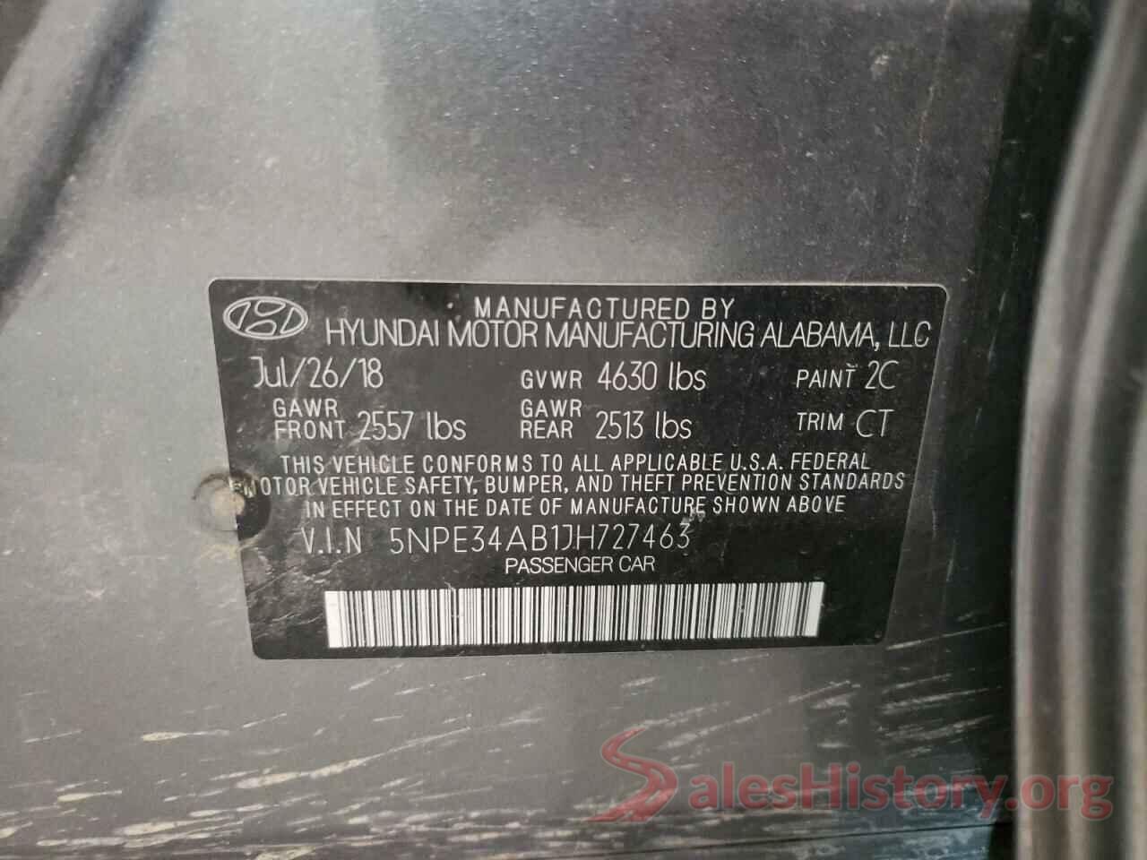 5NPE34AB1JH727463 2018 HYUNDAI SONATA