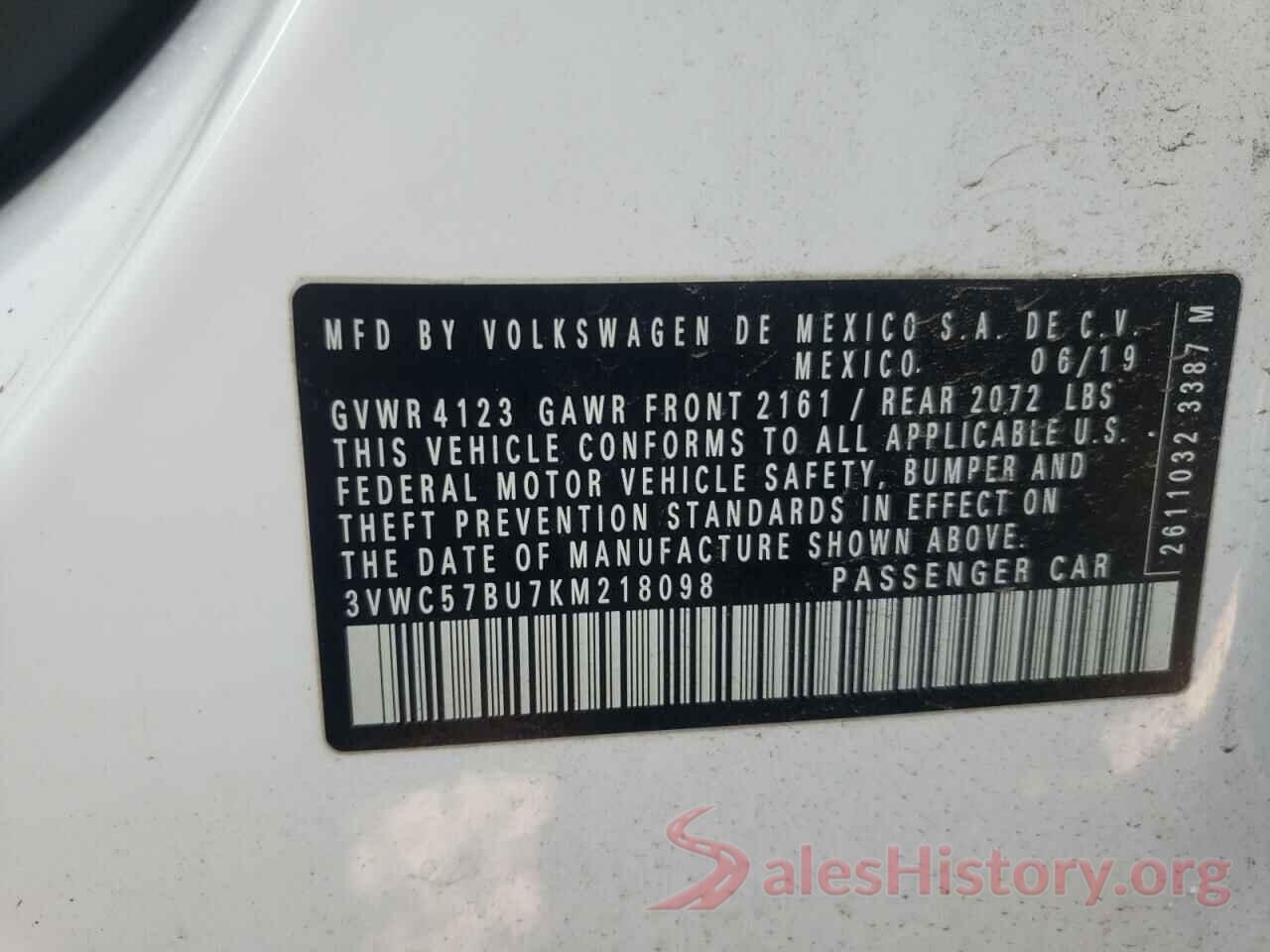 3VWC57BU7KM218098 2019 VOLKSWAGEN JETTA