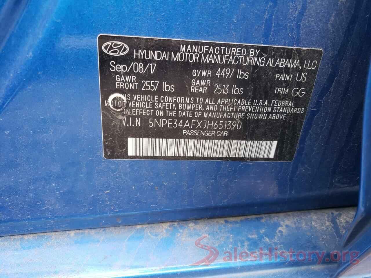 5NPE34AFXJH651390 2018 HYUNDAI SONATA