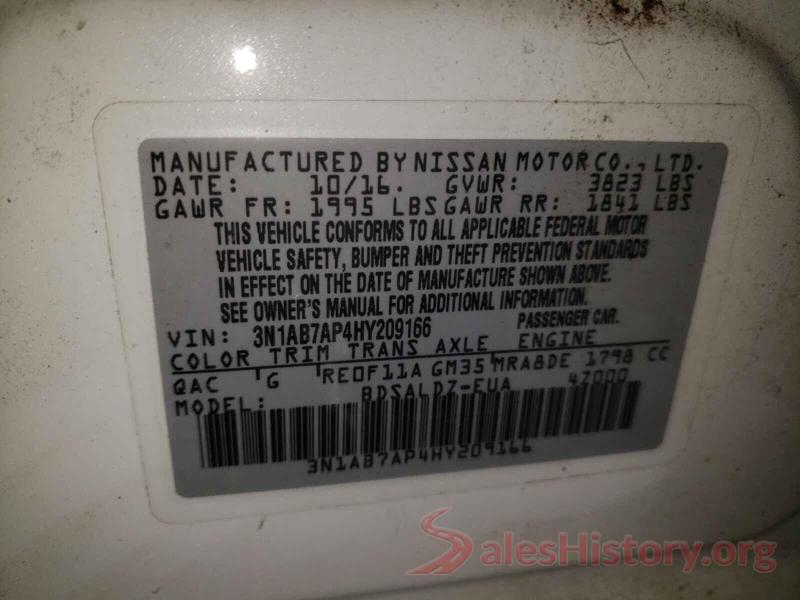 3N1AB7AP4HY209166 2017 NISSAN SENTRA