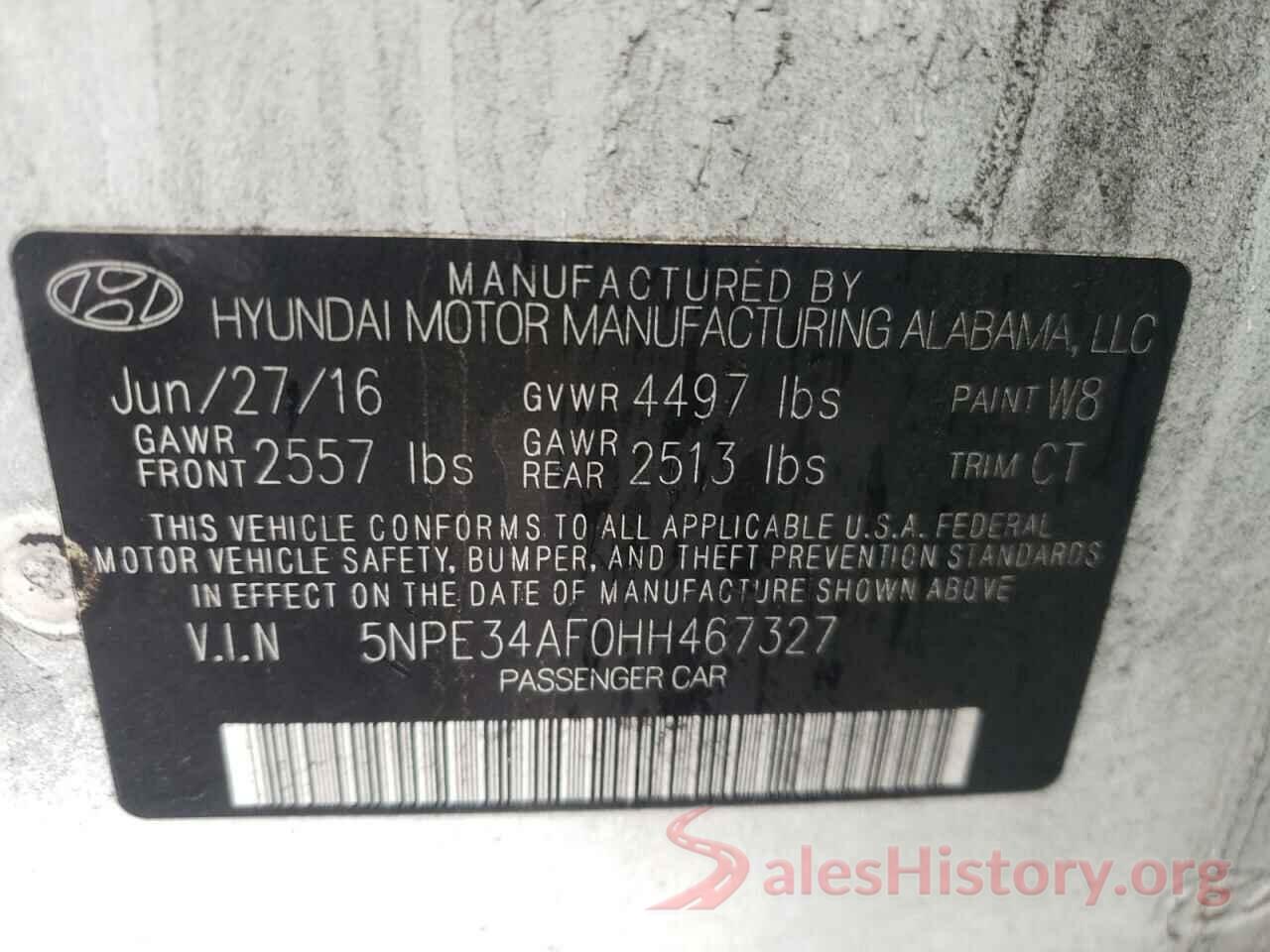 5NPE34AF0HH467327 2017 HYUNDAI SONATA