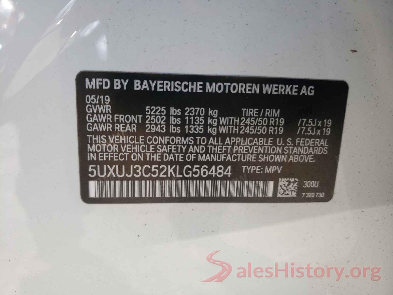 5UXUJ3C52KLG56484 2019 BMW X4