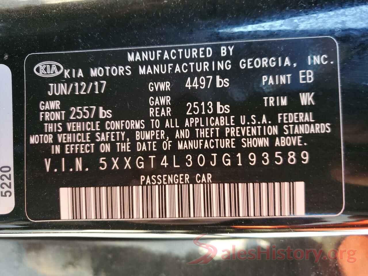 5XXGT4L30JG193589 2018 KIA OPTIMA