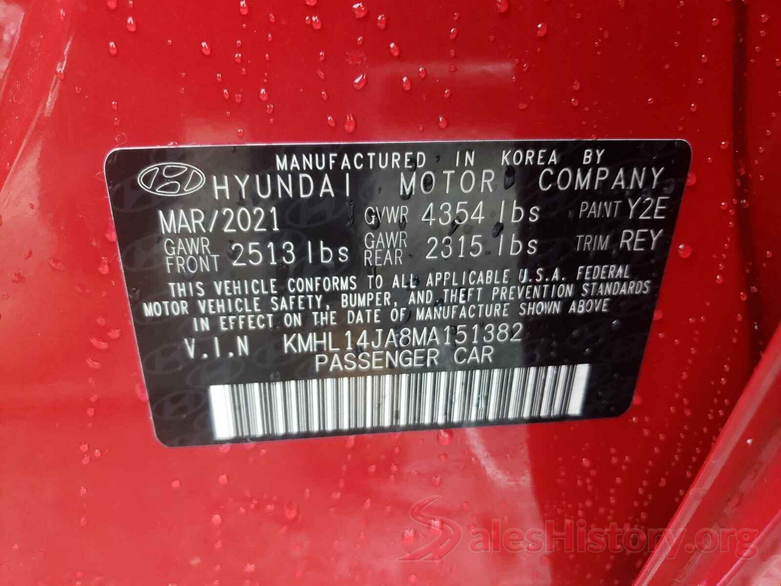 KMHL14JA8MA151382 2021 HYUNDAI SONATA