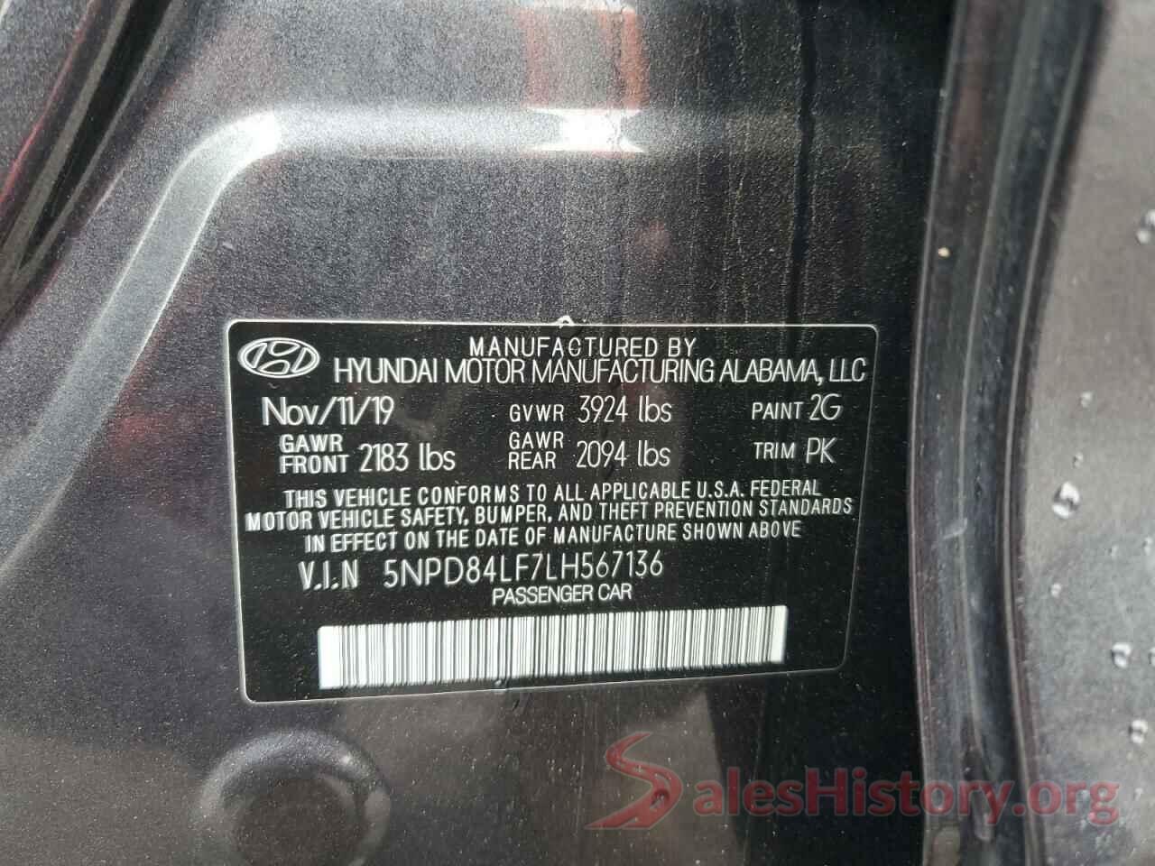 5NPD84LF7LH567136 2020 HYUNDAI ELANTRA