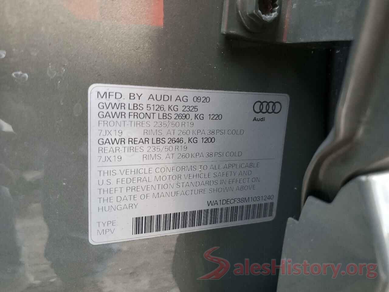 WA1DECF38M1031240 2021 AUDI Q3