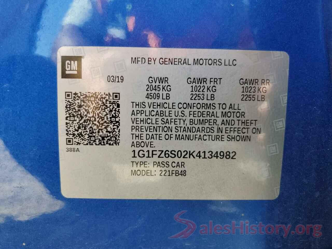 1G1FZ6S02K4134982 2019 CHEVROLET BOLT