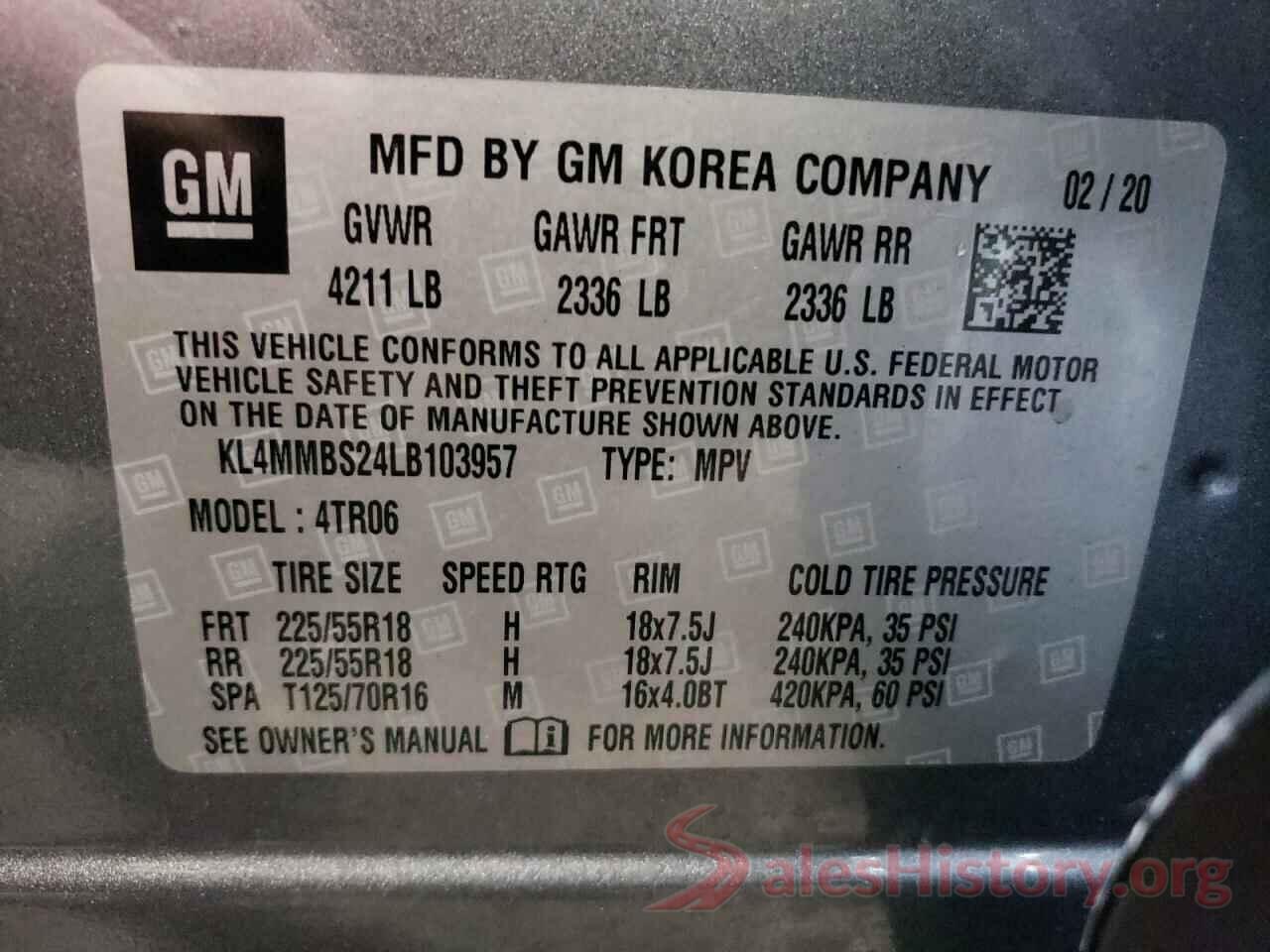 KL4MMBS24LB103957 2020 BUICK ENCORE