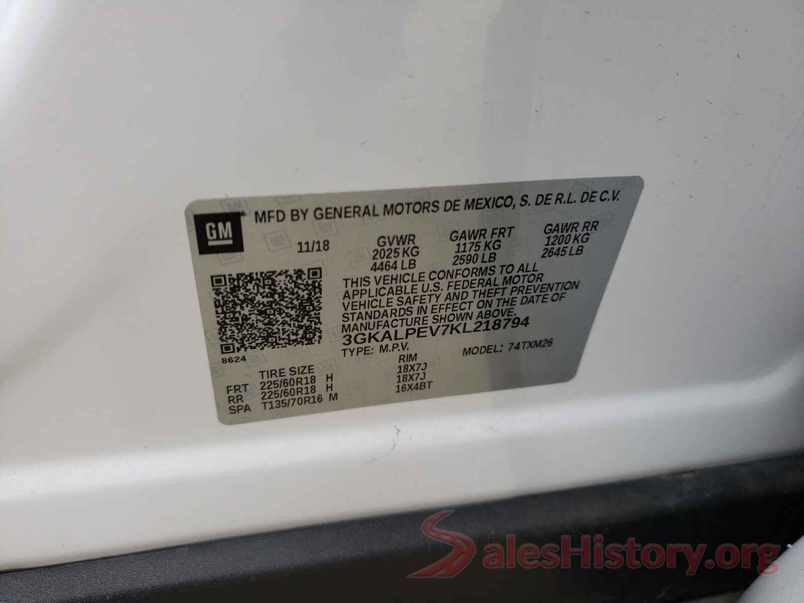 3GKALPEV7KL218794 2019 GMC TERRAIN