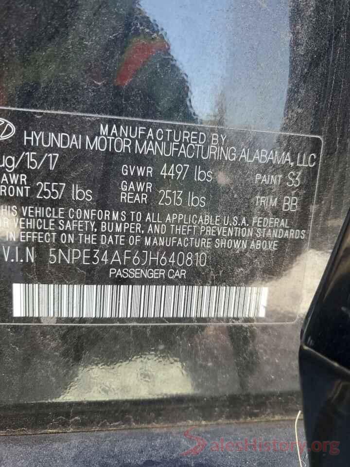 5NPE34AF6JH640810 2018 HYUNDAI SONATA