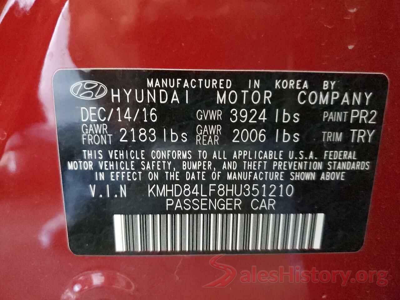 KMHD84LF8HU351210 2017 HYUNDAI ELANTRA