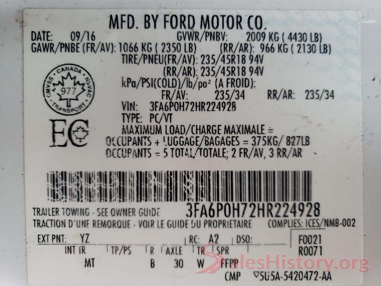 3FA6P0H72HR224928 2017 FORD FUSION