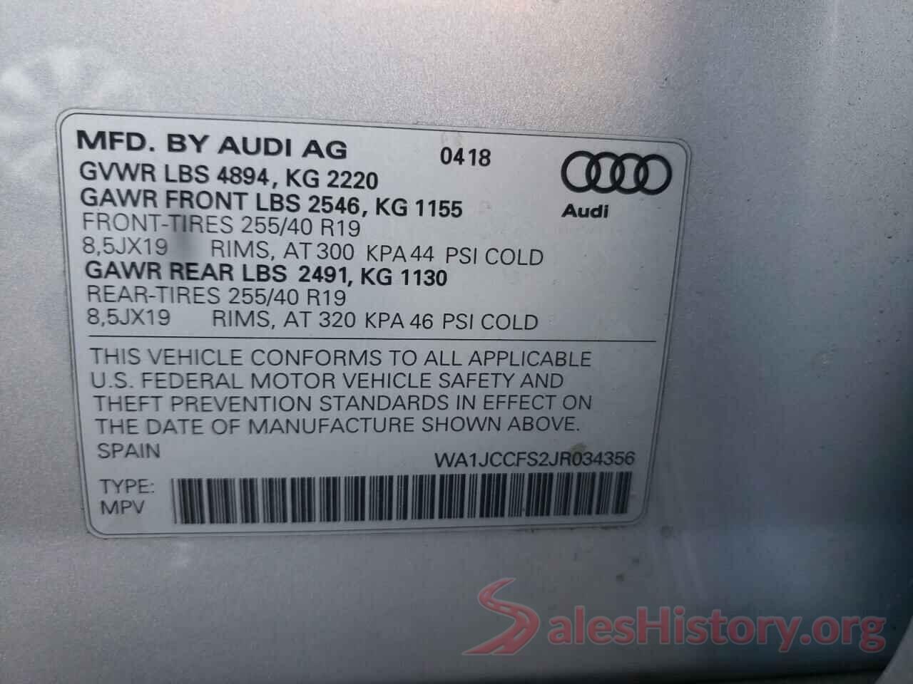 WA1JCCFS2JR034356 2018 AUDI Q3