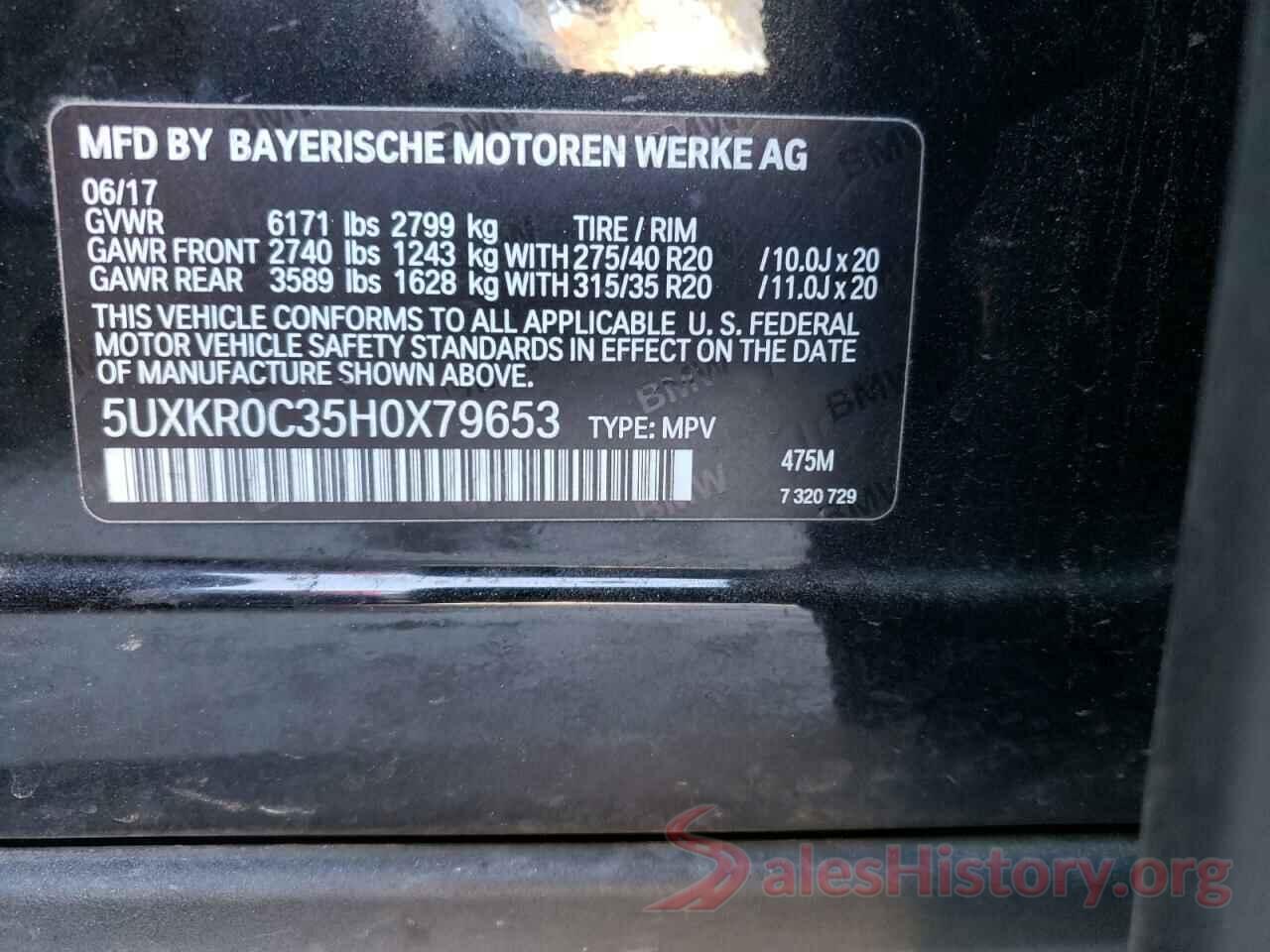 5UXKR0C35H0X79653 2017 BMW X5