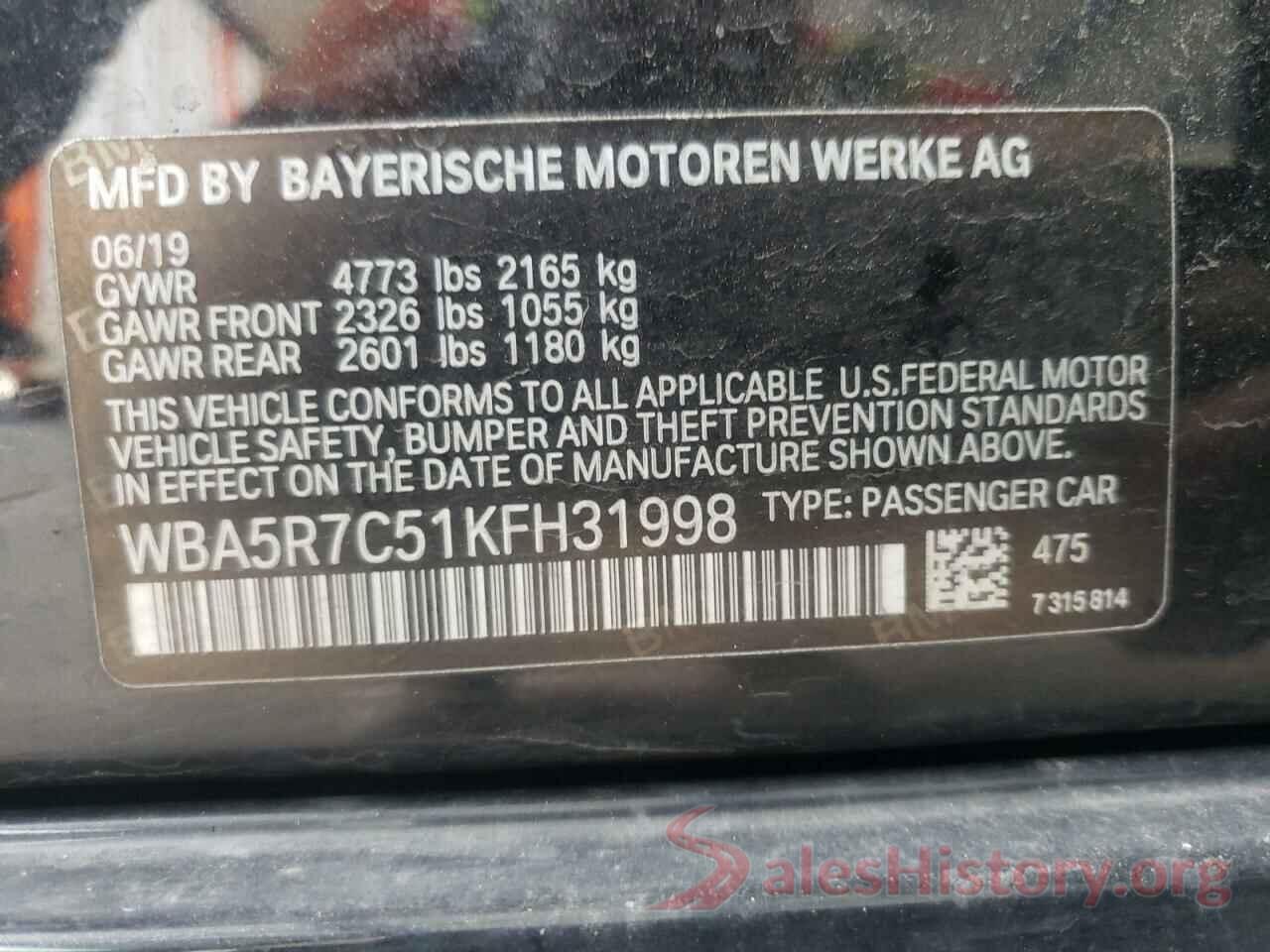 WBA5R7C51KFH31998 2019 BMW 3 SERIES