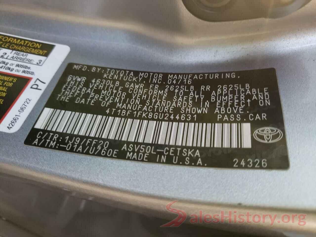 4T1BF1FK8GU244631 2016 TOYOTA CAMRY