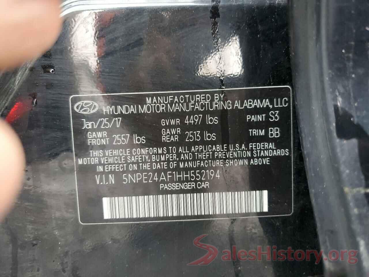 5NPE24AF1HH552194 2017 HYUNDAI SONATA