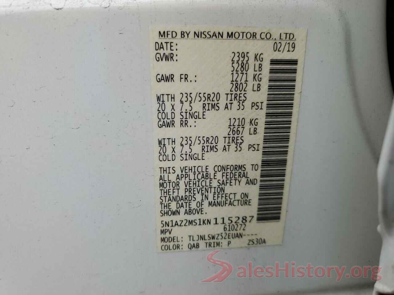 5N1AZ2MS1KN115287 2019 NISSAN MURANO