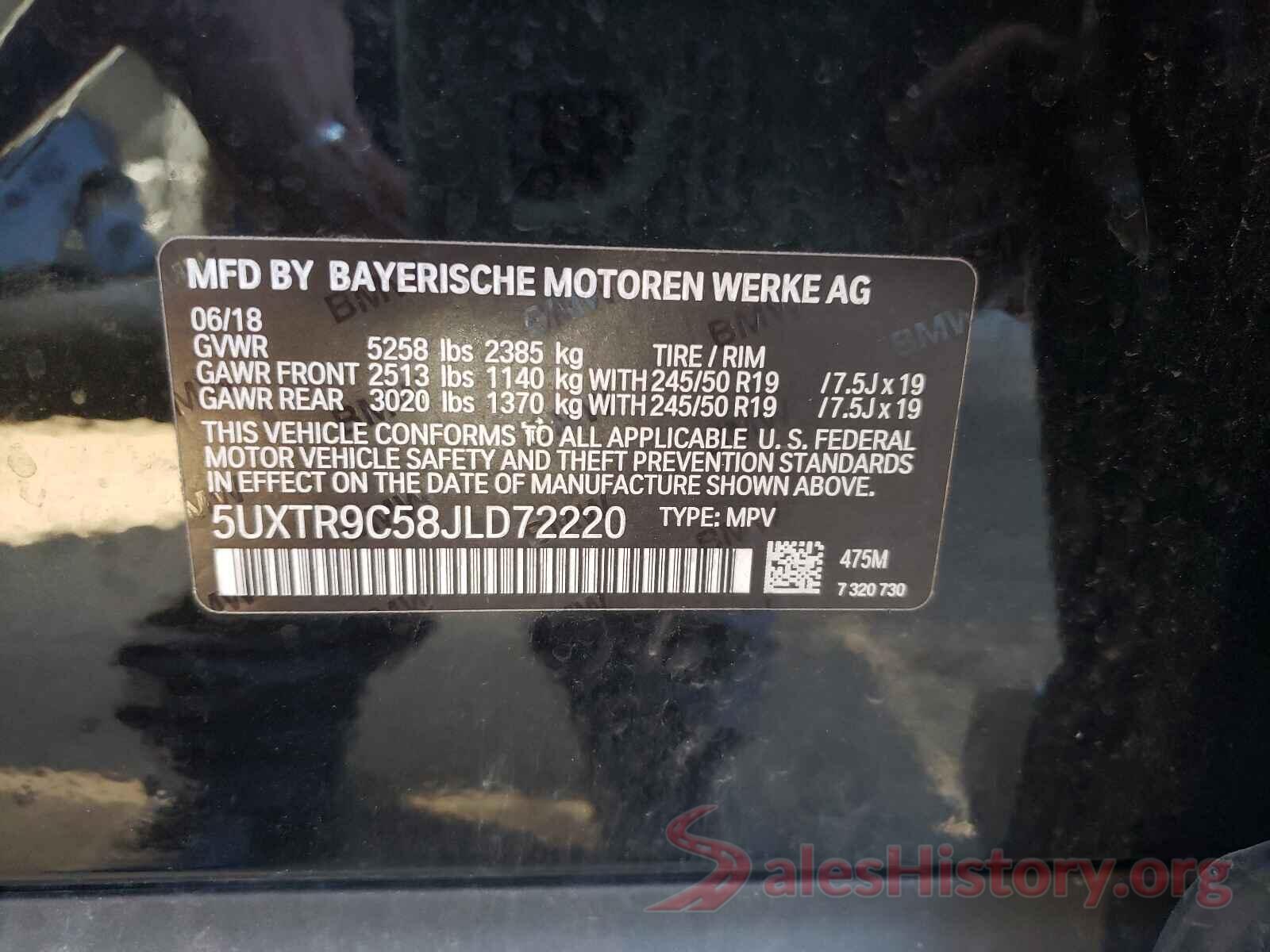 5UXTR9C58JLD72220 2018 BMW X3