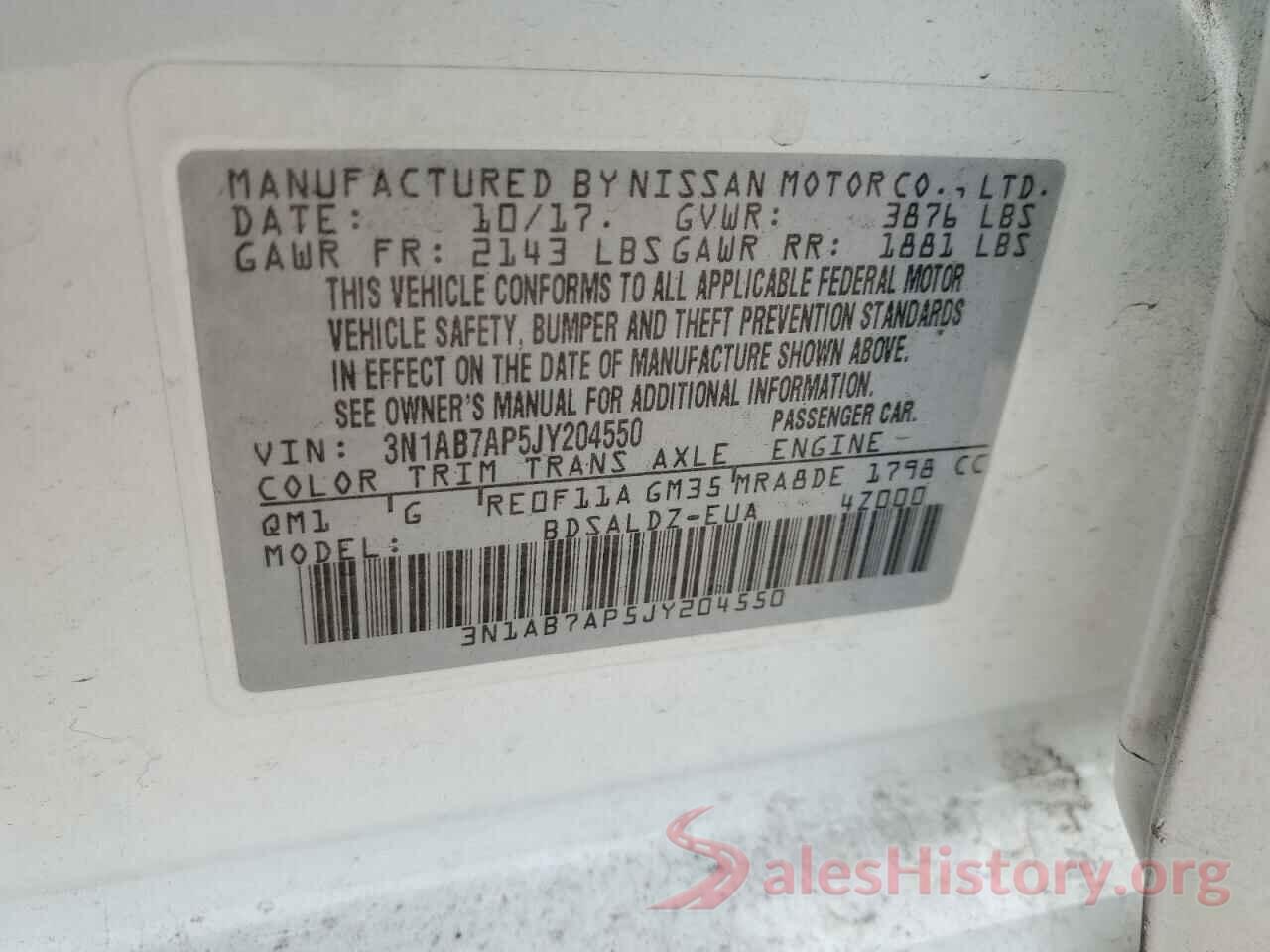 3N1AB7AP5JY204550 2018 NISSAN SENTRA