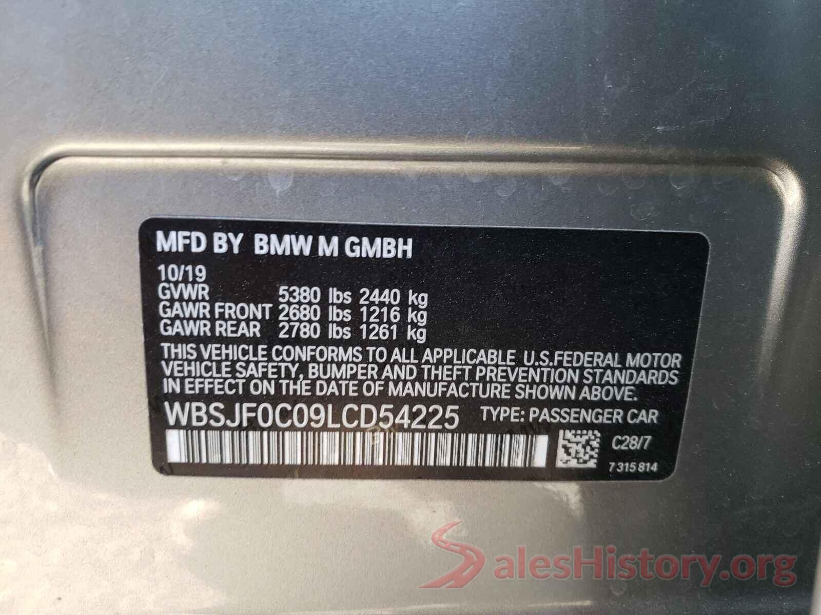 WBSJF0C09LCD54225 2020 BMW M5