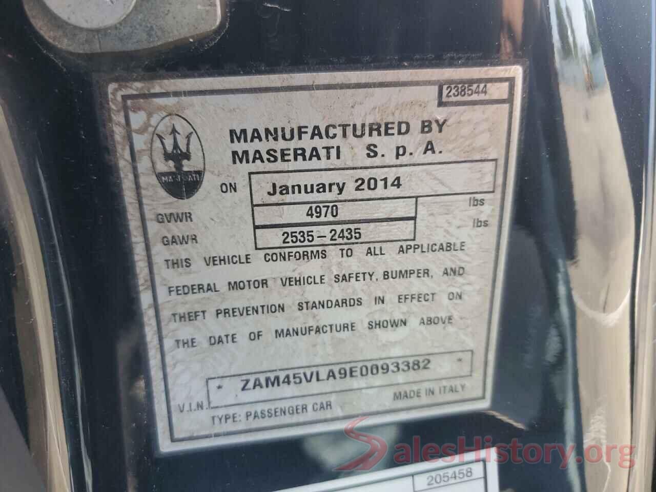 ZAM45VLA9E0093382 2014 MASERATI ALL MODELS