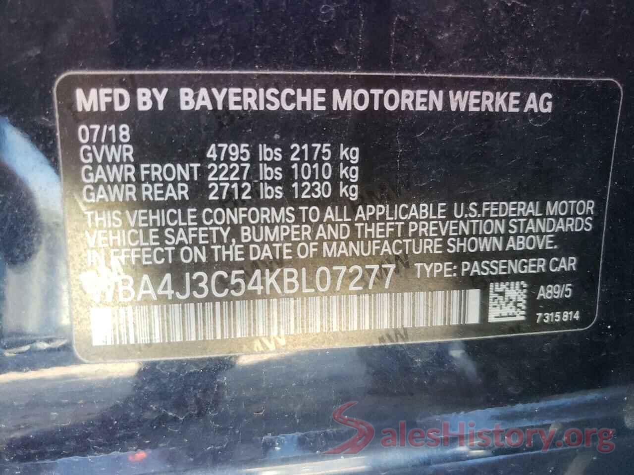 WBA4J3C54KBL07277 2019 BMW 4 SERIES