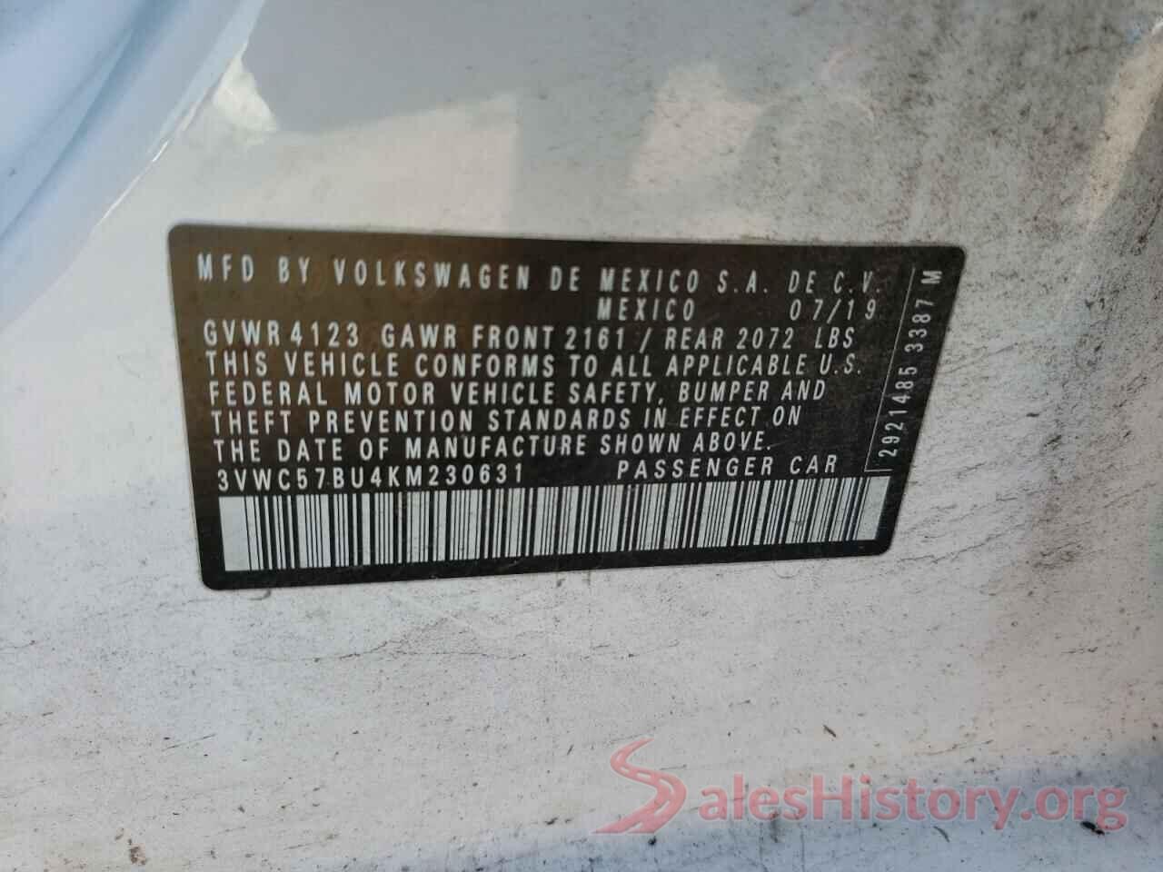 3VWC57BU4KM230631 2019 VOLKSWAGEN JETTA