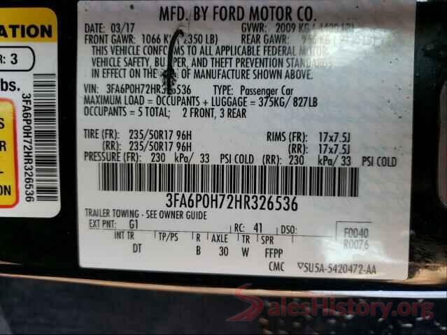 3FA6P0H72HR326536 2017 FORD FUSION