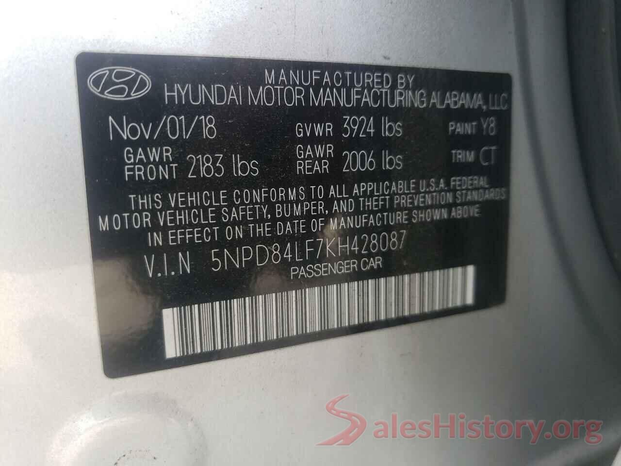 5NPD84LF7KH428087 2019 HYUNDAI ELANTRA