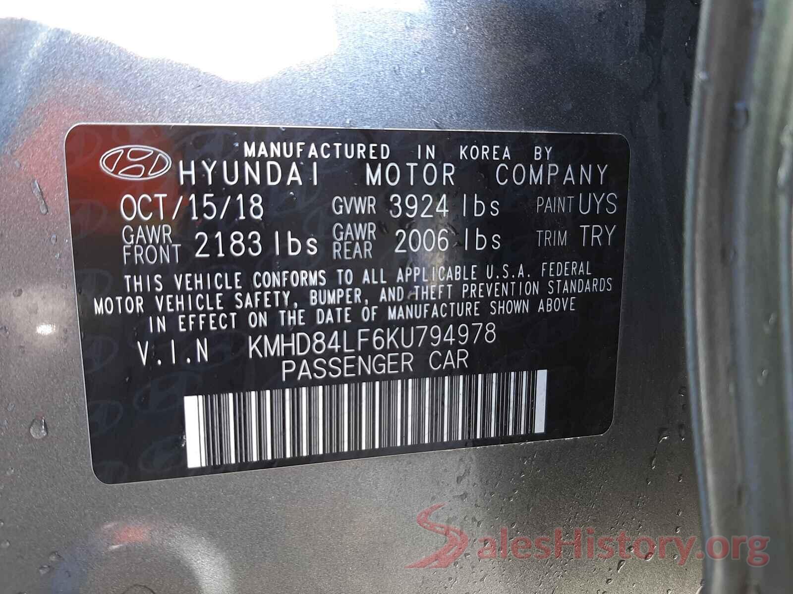 KMHD84LF6KU794978 2019 HYUNDAI ELANTRA