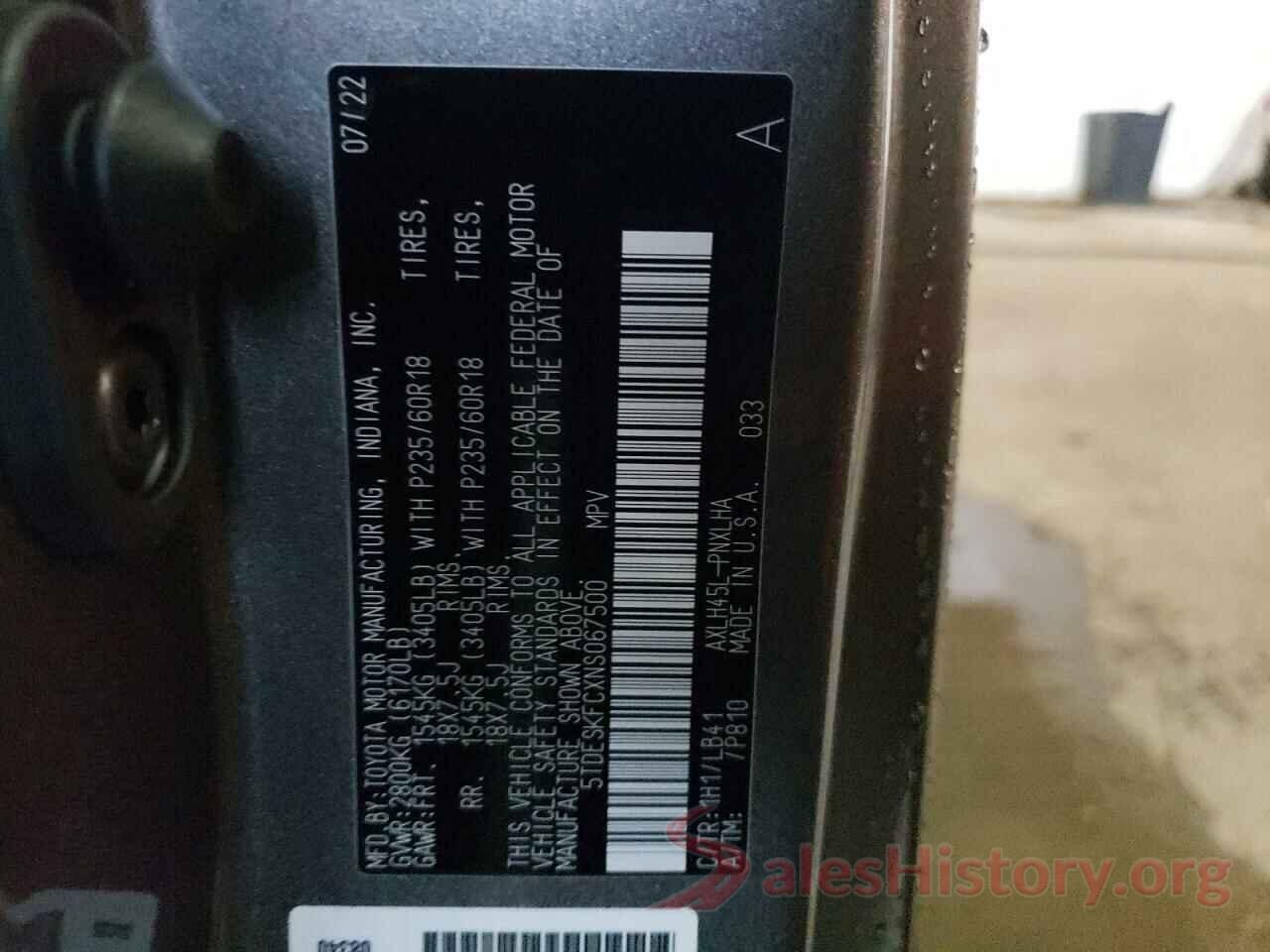 5TDESKFCXNS067500 2022 TOYOTA SIENNA