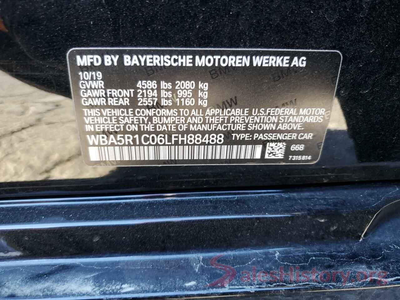 WBA5R1C06LFH88488 2020 BMW 3 SERIES