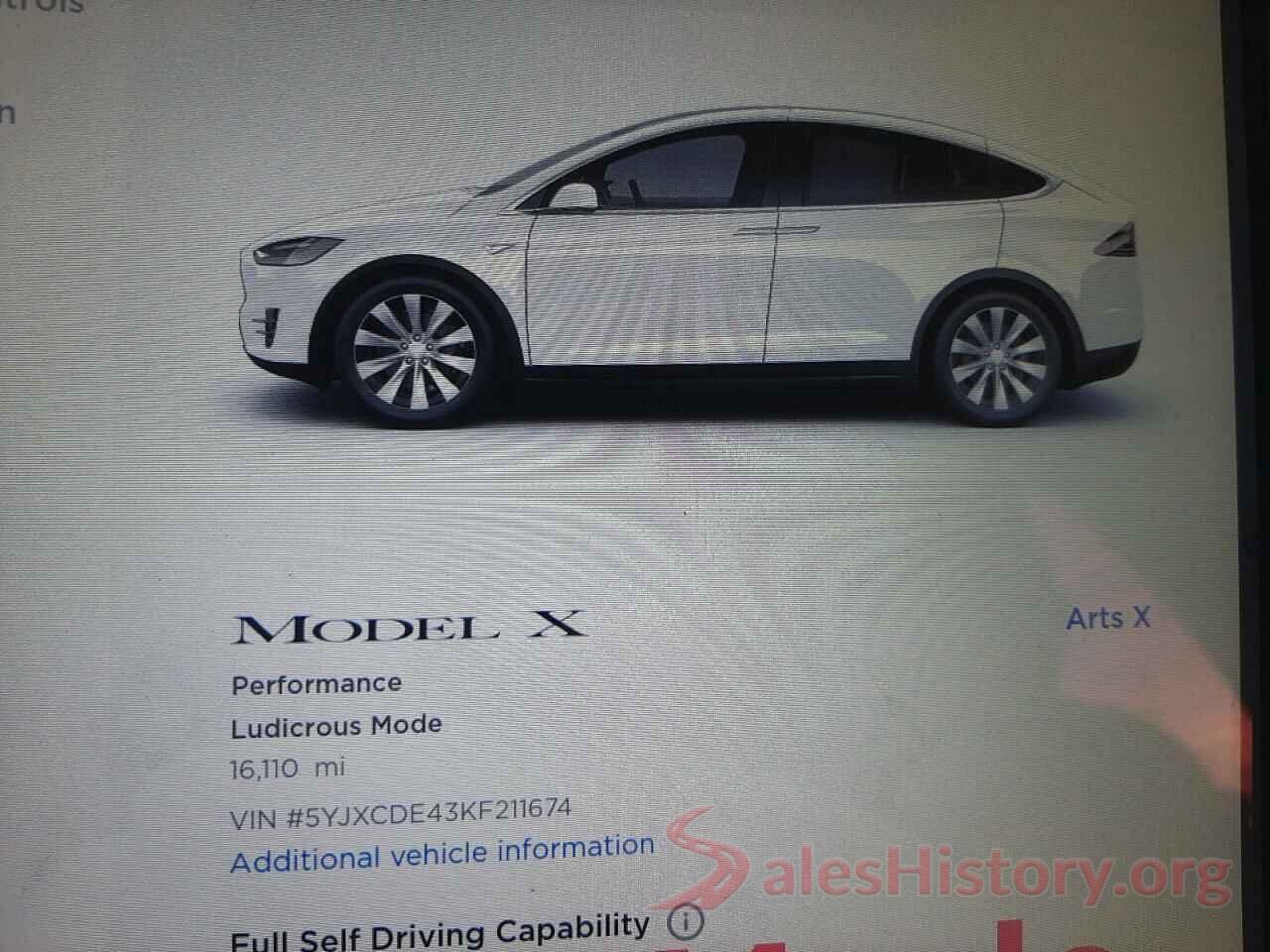 5YJXCDE43KF211674 2019 TESLA MODEL X