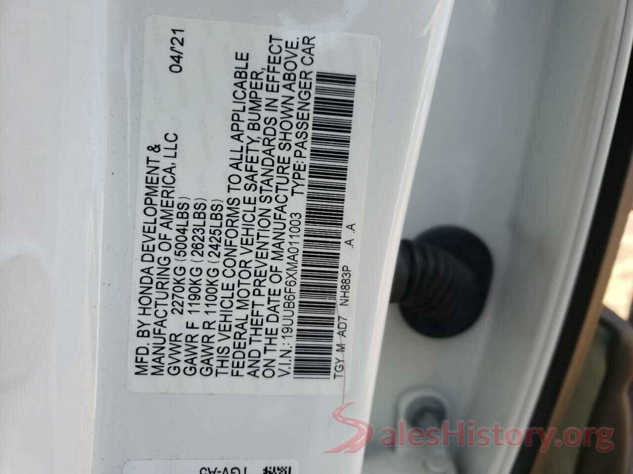 19UUB6F6XMA011003 2021 ACURA TLX